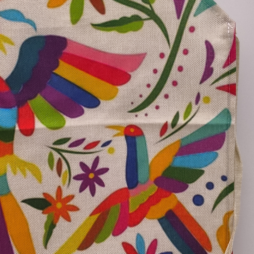 Handcrafted Linen Apron with Authentic Mexican Otomí Bird Design - Picture 5 of 8